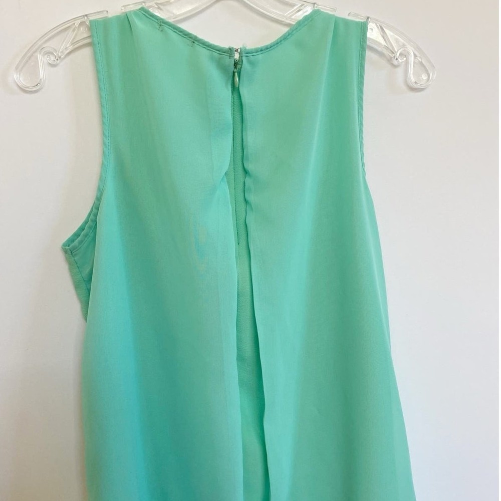 Gibson Womens Mint Green Sleeveless Asymmetrical Hem Layered Back Blouse Top - Picture 8 of 8